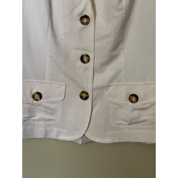 East 5th Womens White Short-Sleeve Blazer With Button Front & Pockets Size L Lin - Picture 8 of 10